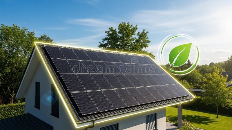 Solar panels on a modern home rooftop